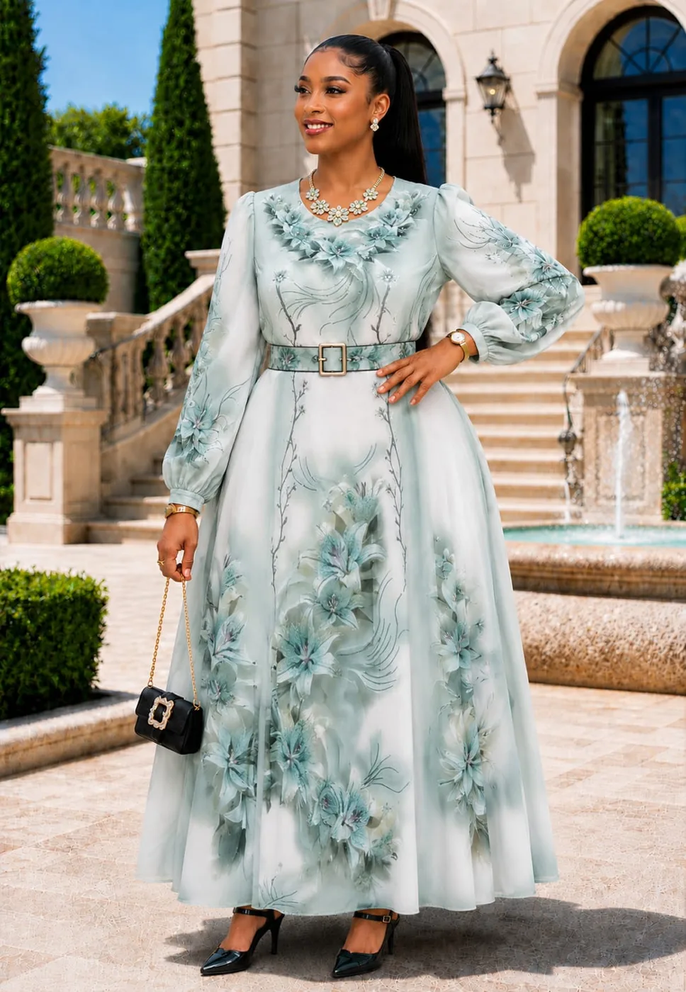 Floral Chiffon Maxi Gown