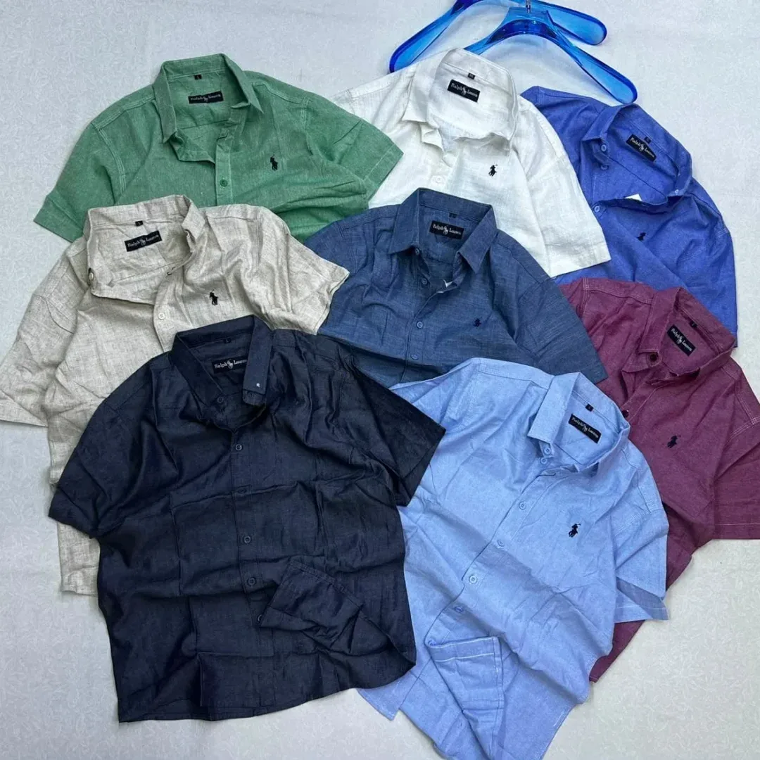 Men's Premium Short-Sleeve Linen-Blend Shirt