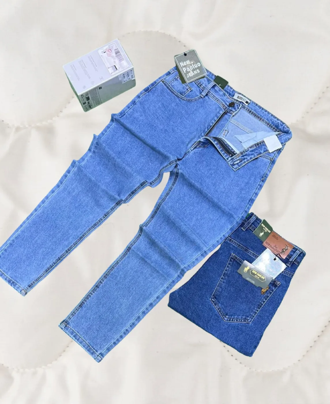 Classic blue New Paoluo men's slim-fit jeans