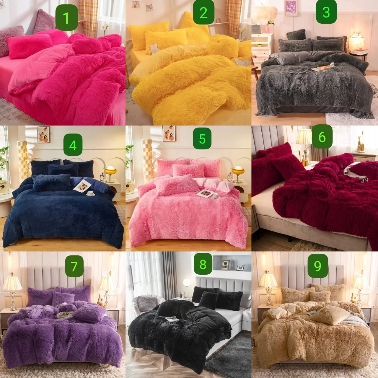 6-Piece Velvet Plush Fluffy Duvet Set